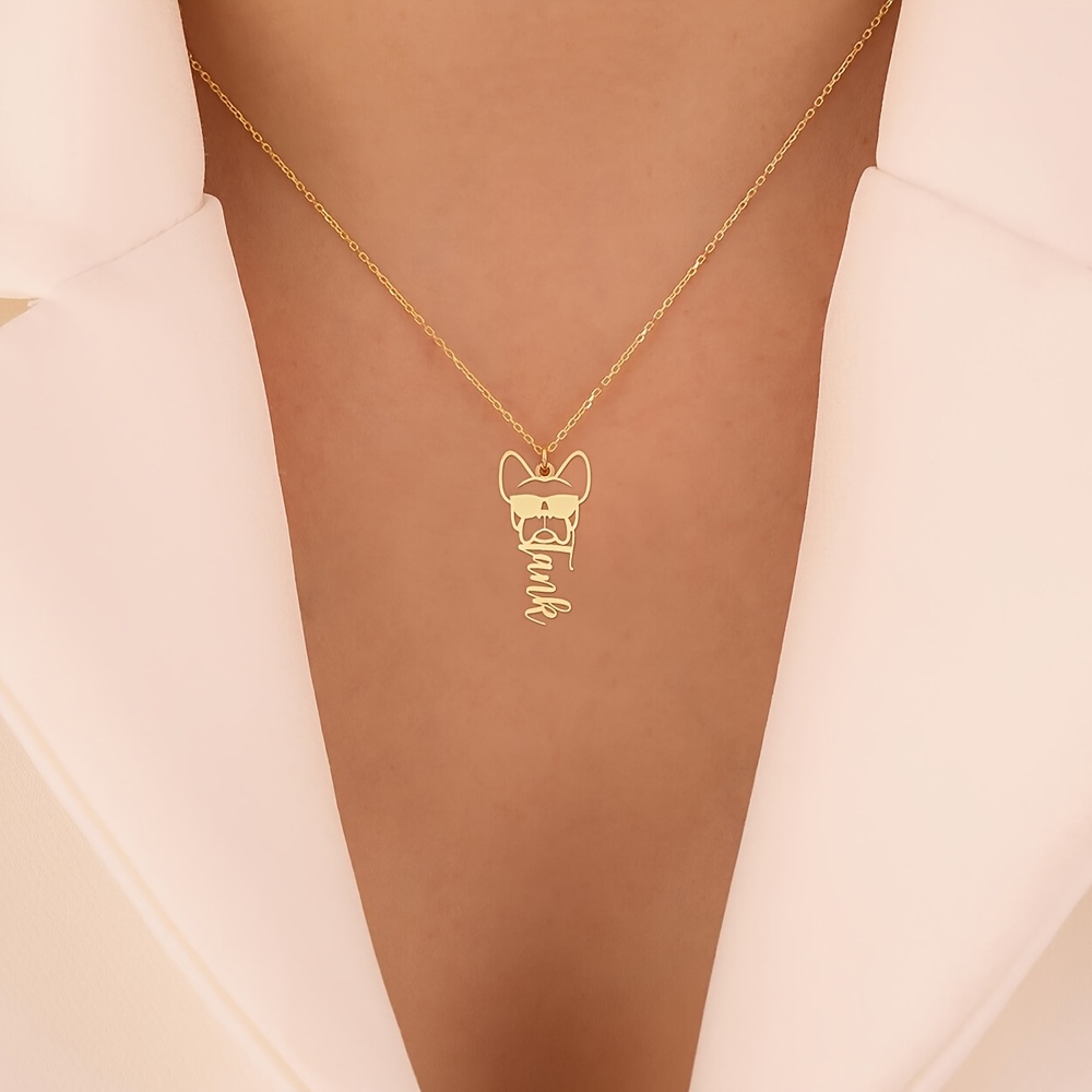 Custom French Bulldog Name Pendant Necklace